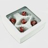 Červené hvězdné olivy – třpytivé skleněné ozdoby ( 8 x 4 cm, sada 5 ks ) a