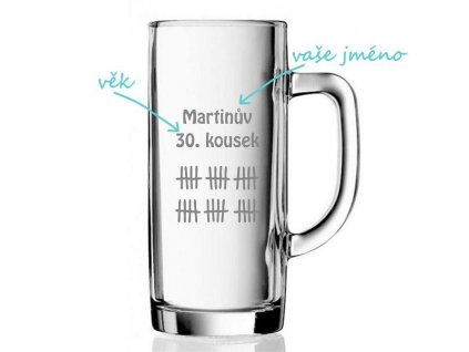 pískovaný půllitr se jménem a motivem martinův kousek