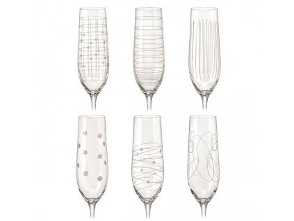 Crystalex dekorovane Sklenice na sekt sampanske šumivé víno VIOLA ELEMENTS 190 ml 6 ks