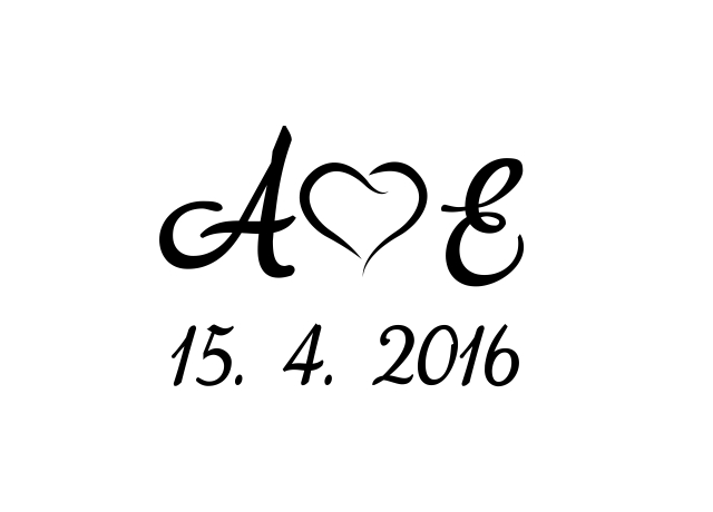 Pískování motivu Monogram se srdíčkem