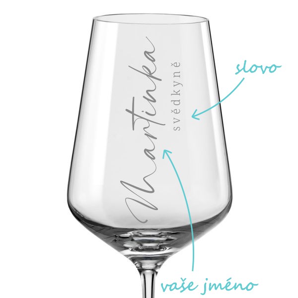 Svatební sklenička na víno Calligraphy style