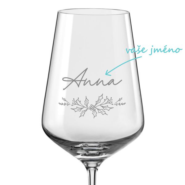 Pískovaná sklenička na víno Větvička se jménem