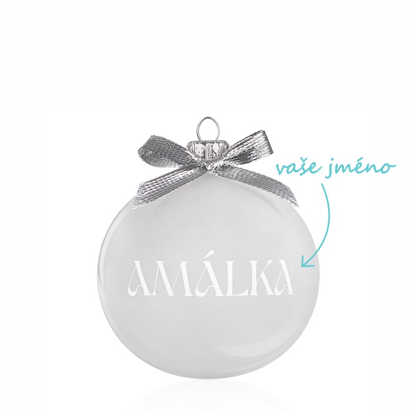 Vánoční celopískovaná baňka se jménem a mašličkou 8 cm