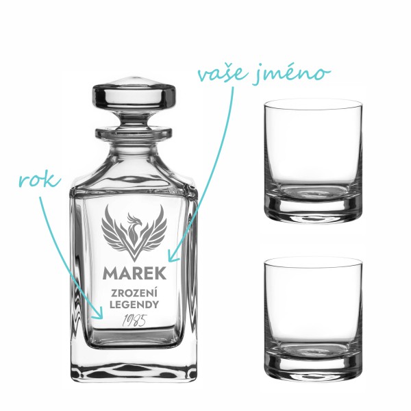 Pískovaný whisky set Fenix (1+2)
