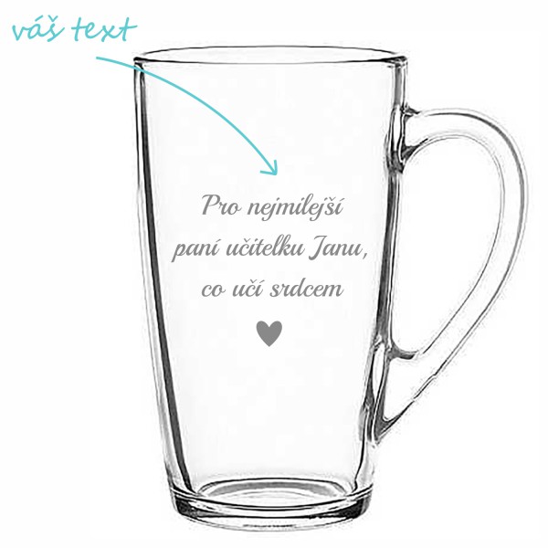 Pískovaný hrnek Nejmilejší učitelka s velkým srdcem