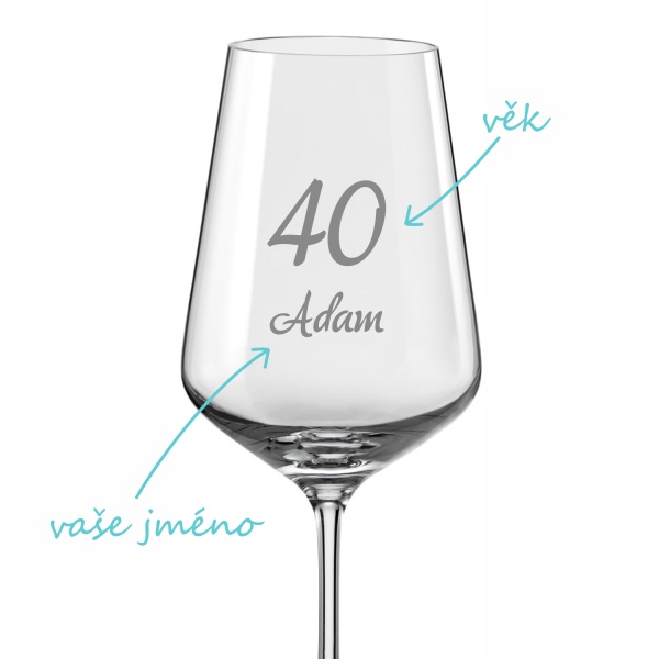 Pískovaná sklenička na víno Narozeniny