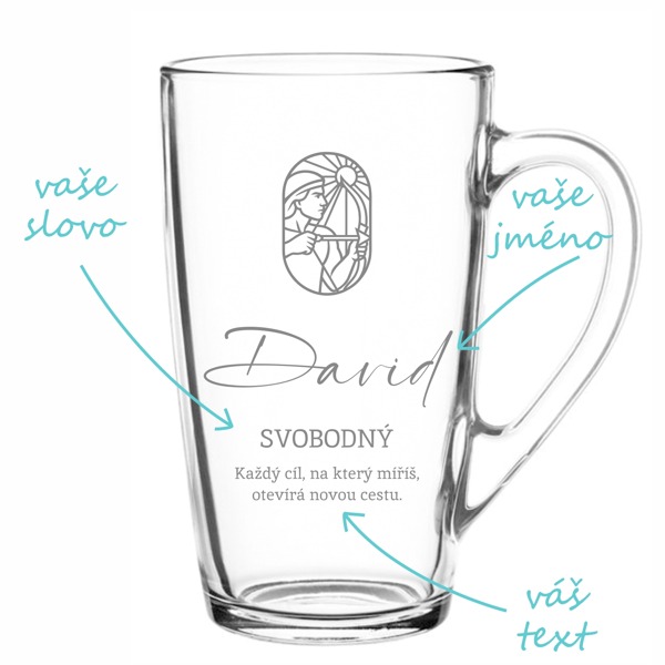 Pískovaný hrnek znamení Střelce