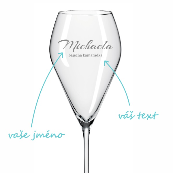 Pískovaná sklenička na prosecco se jménem