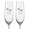 Svatební skleničky na sekt Vlaštovky, 2ks