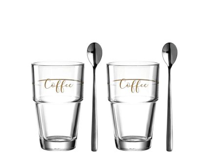 Leonardo sklenice na kávu, latté, frappé, ledovou kávu se lžičkou nerez Solo 410 ml 2 ks