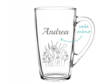personalizovany hrnek s lucnimi kvety a jmenem
