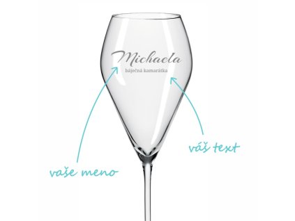 piskovana sklenicka na prosecco se jmenem
