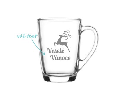 hrnek vesele vanoce s jelenem a pranim
