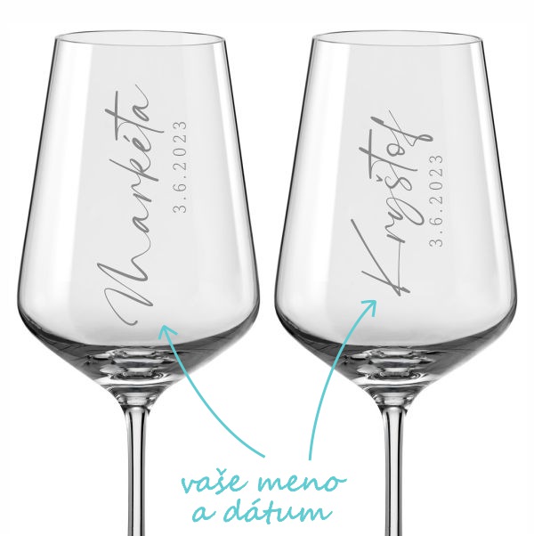 Svadobné poháre na víno Calligraphy style, 2 ks
