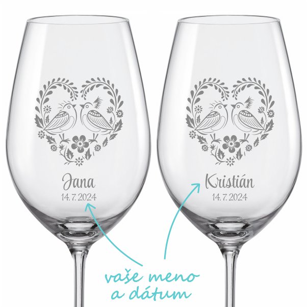 Svadobné poháre na víno Folklor, 2ks