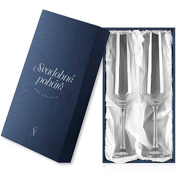 Darčeková krabička na svadobné sektové poháre Sandra 200 ml, biely satén