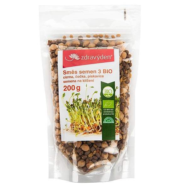 Zdravý deň BIO semená na klíčenie - cícer, šošovica, senovka 200g
