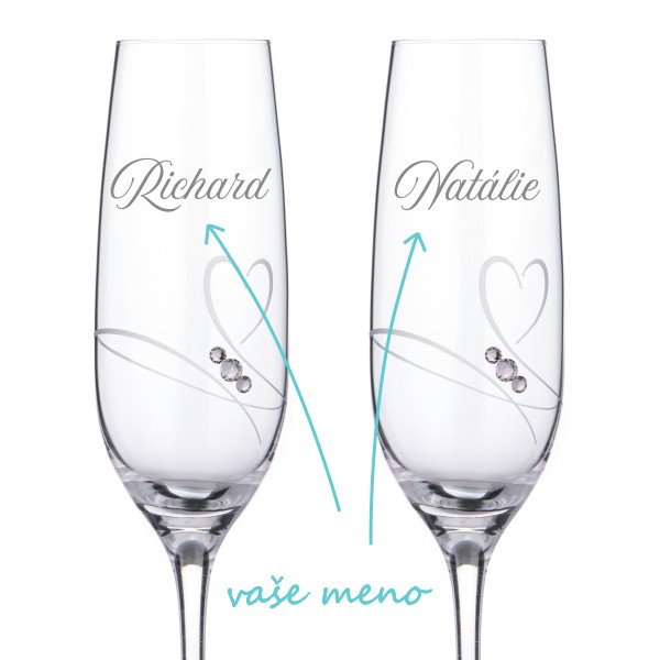 Poháre na sekt k výročiu Diamante Romance 2 ks