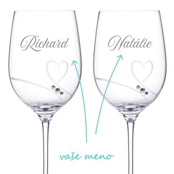 Poháre na víno k výročiu Diamante Romance 2 ks