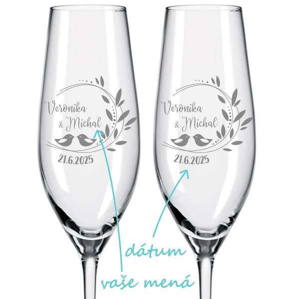 Svadobné poháre na sekt Romance 2 ks