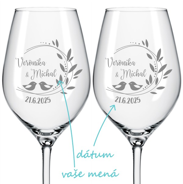 Svadobné poháre na víno Romance 2 ks