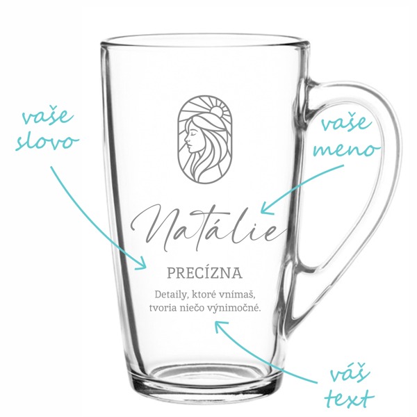 Pieskovaný hrnček znamenia Panny