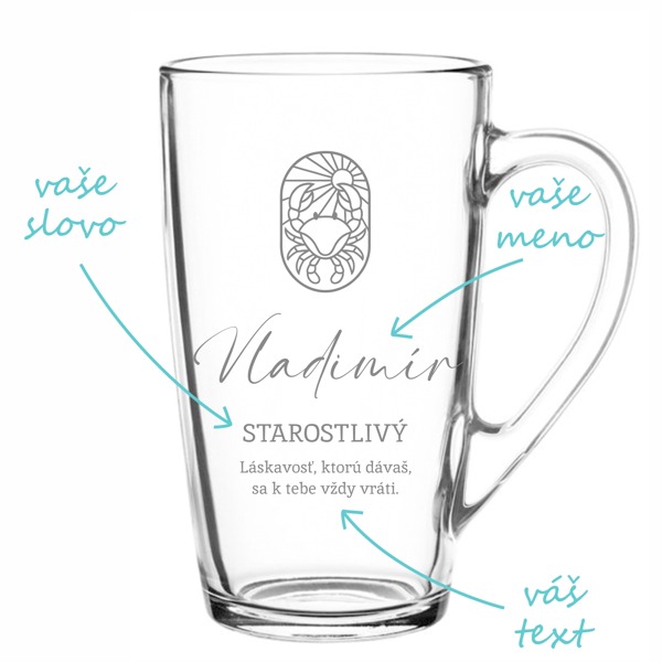 Pieskovaný hrnček znamenia Raka