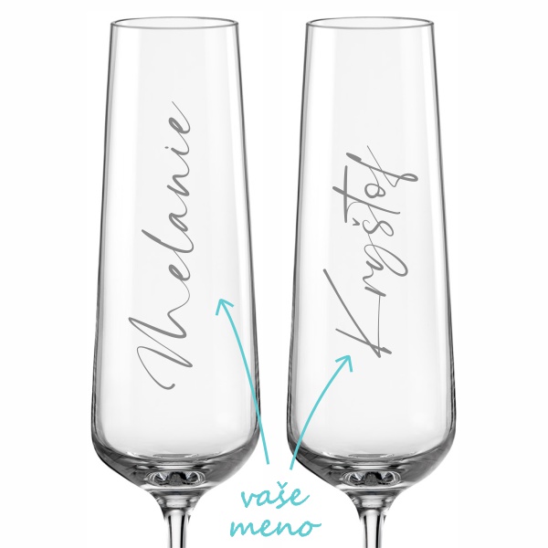 Poháre na sekt k výročiu Calligraphy style 2 ks