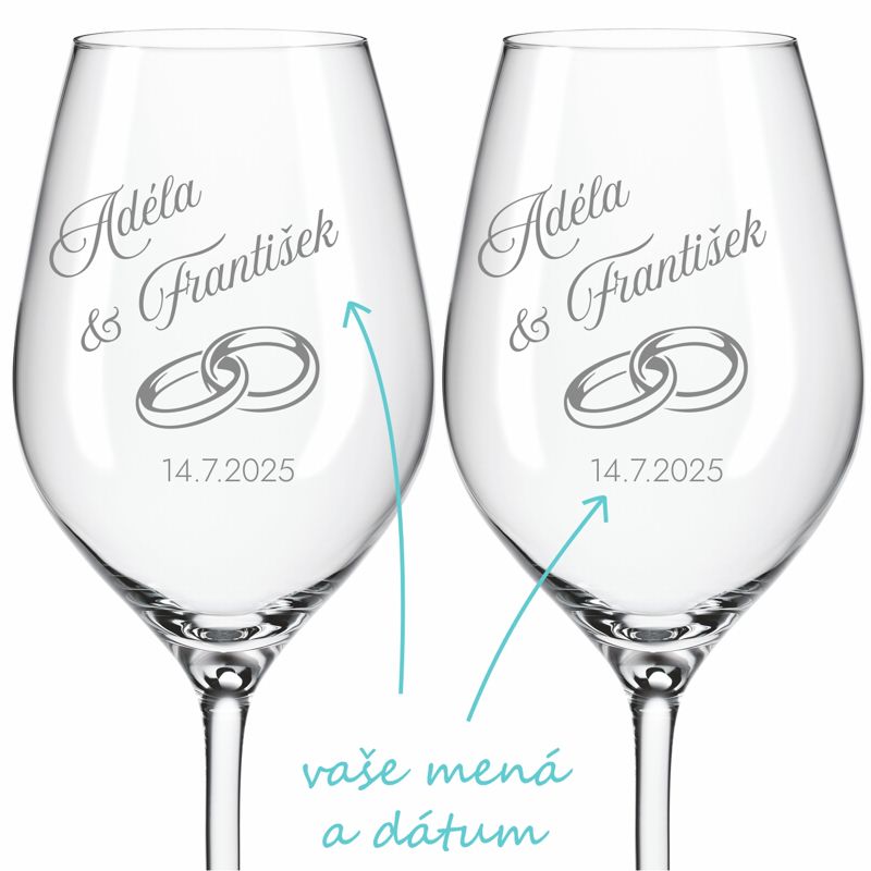 Svadobné poháre na víno Rings 2 ks