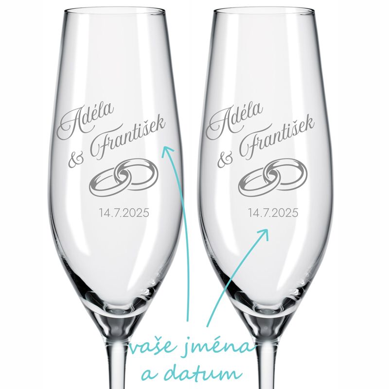 Svadobné poháre na sekt Rings 2 ks