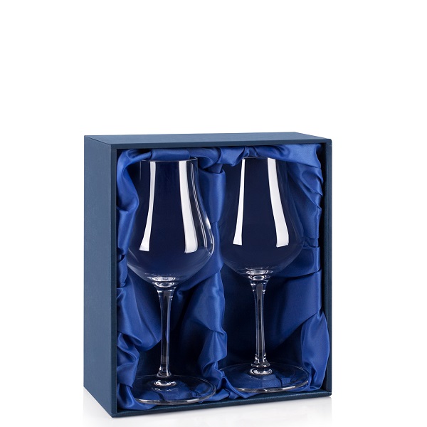 Darčeková krabička na 2 degustačné poháre Spirits Snifter, modrý satén