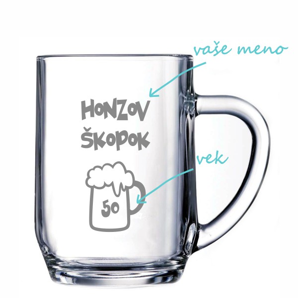 Pieskovaný polliter na pivo Honzov škopok