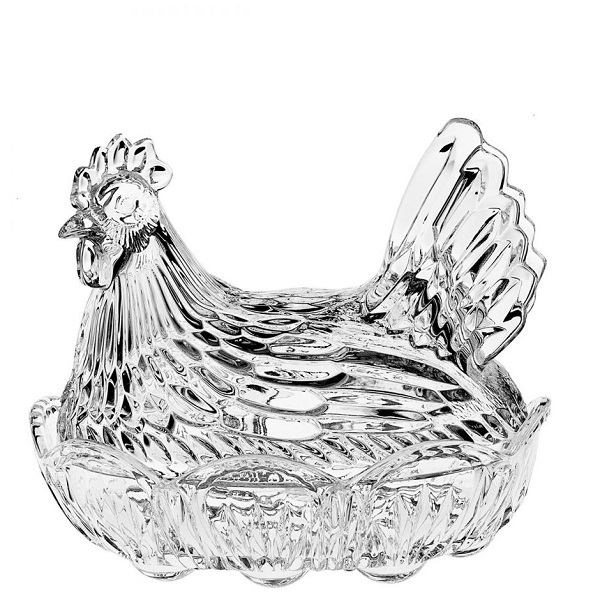 Crystal Bohemia Sklenená dóza Slepička 215 mm