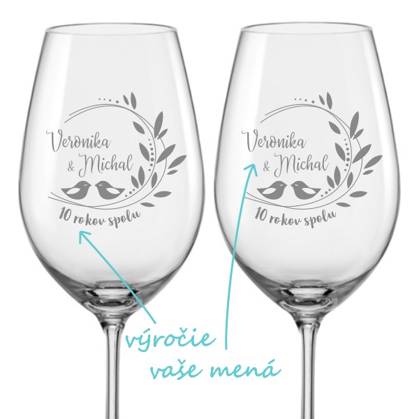 Poháre na víno k výročiu Romance, 2 ks