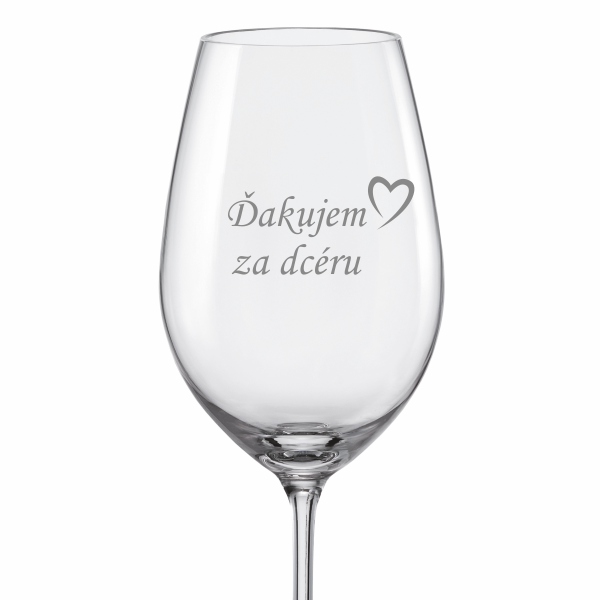 Svadobné pohár na víno Ďakujem za dcéru s dátumom svadby