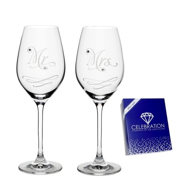 Celebration crystals Poháre na víno CRYSTALS MR AND MRS 360 ml, 2 ks