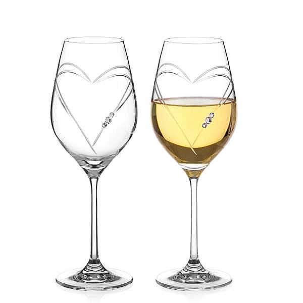 Diamante Swarovski Poháre na víno Hearts 360 ml, 2 ks