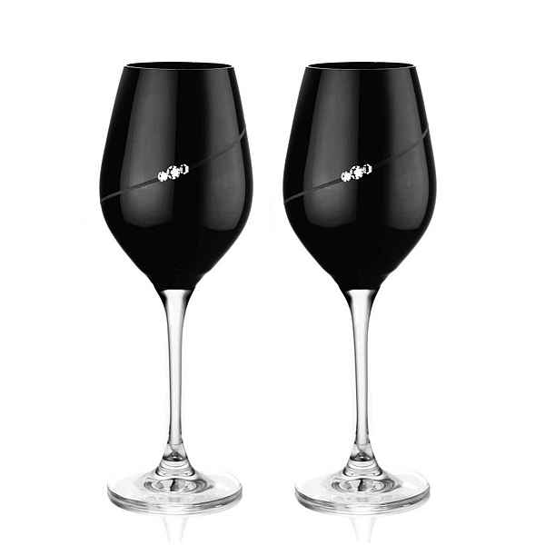 Diamante Sihouette black poháre na víno 360 ml, 2 ks