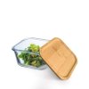 Simax skleneny zásobník na potraviny z varneho skla s bambusovým víkem s tesnenim 0,5 l