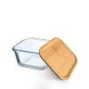 Simax skleneny zásobník na potraviny z varneho skla s bambusovým víkem s tesnenim 0,5 l