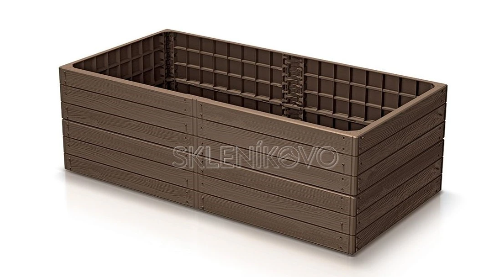 Záhradný vyvýšený plastový záhon rustikálny tehlový 149 x 75 x 25 cm BASE WOODY