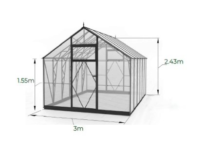 Polykarbonátový skleník LUX 3 m rozmery