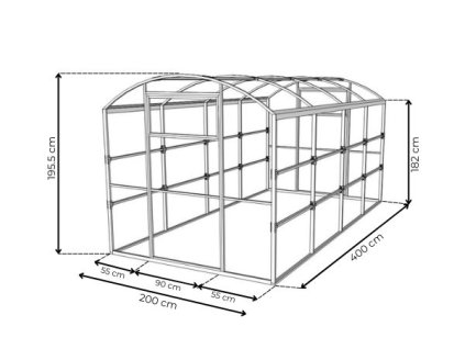 Polykarbonátový skleník GERA 2m profil 40x20mm