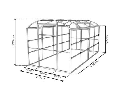 Polykarbonátový skleník GERA 2,5m profil 40x20mm