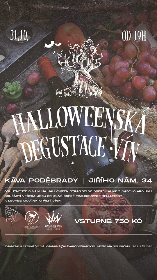 ČT 31.10. HALLOWEENSKÁ DEGUSTACE V KÁVAPODĚBRADY, PODĚBRADY