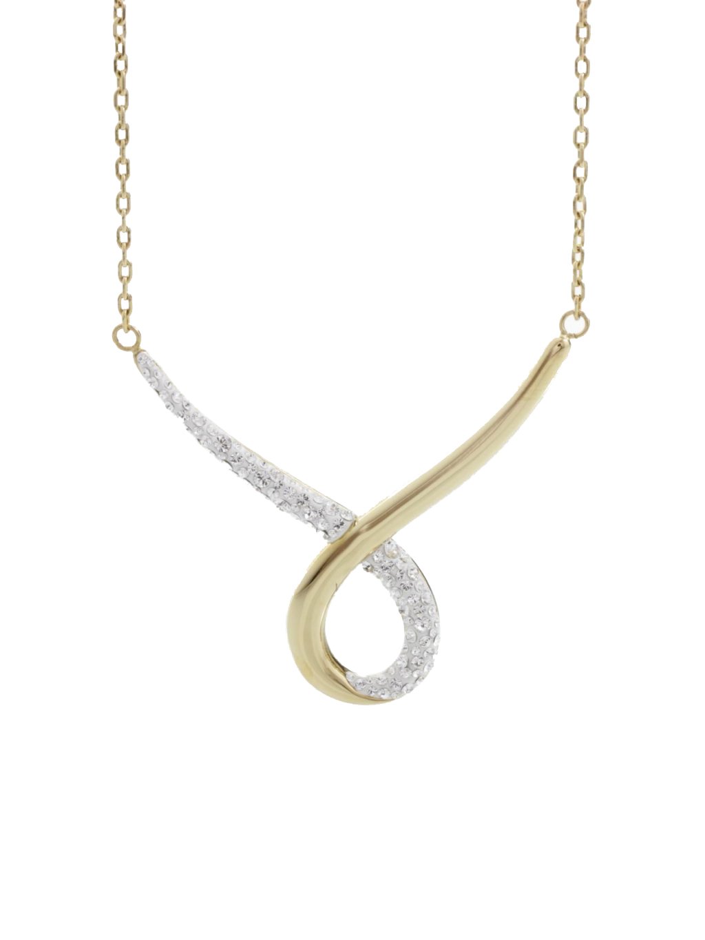 J61300470G Ocelový náhrdelník Smyčka s kameny Swarovski® Gold