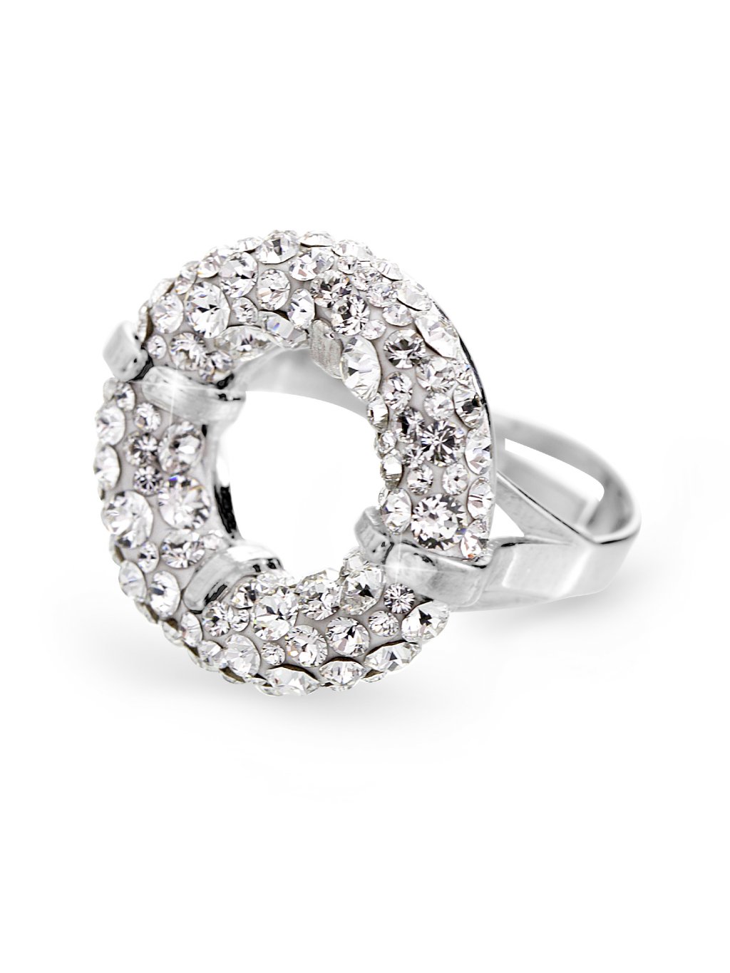Stříbrný prsten round s kameny Swarovski Crystal - Sklo & Bižuterie CZ