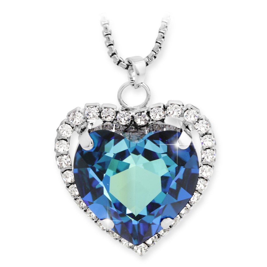 Náhrdelník Ohraničené srdce Swarovski® Bermuda Blue 61300695bb