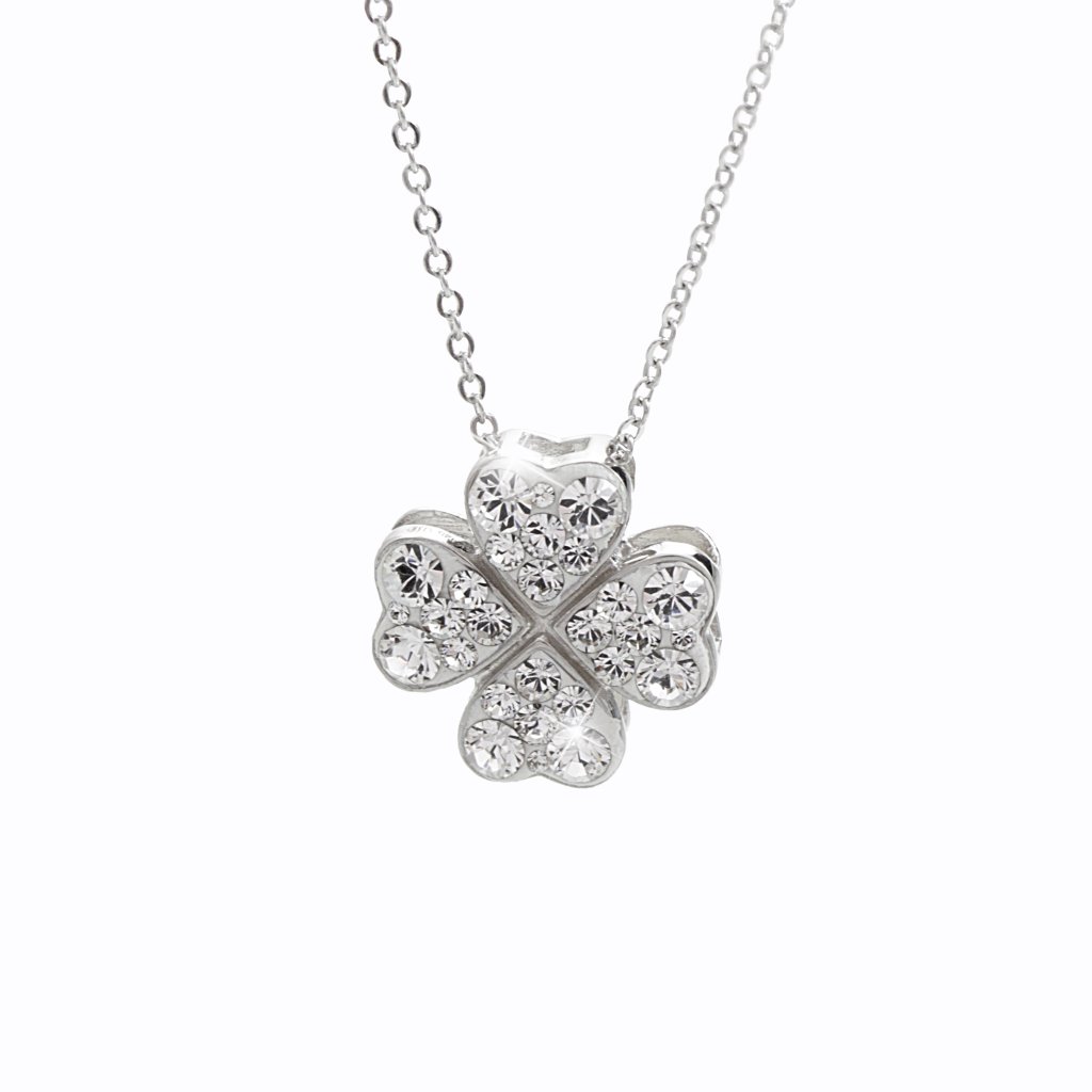 J92300132cr Stříbrný náhrdelník Čtyřlístek pro štěstí Swarovski