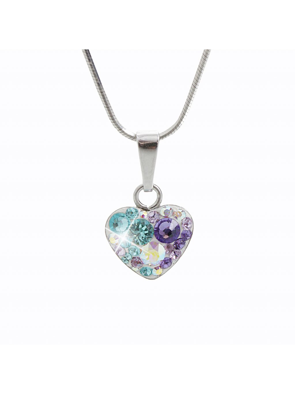 Stříbrný náhrdelník Srdce osázený kameny Swarovski purple velvet I. - Sklo  & Bižuterie CZ